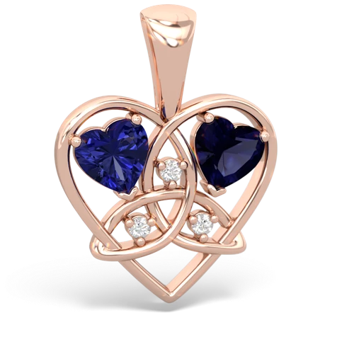 lab sapphire-sapphire celtic heart pendant