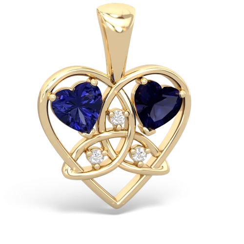 Lab Sapphire Lab Created Sapphire with Genuine Sapphire Celtic Trinity Heart pendant Pendant