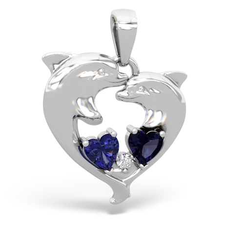 lab sapphire-sapphire dolphins pendant