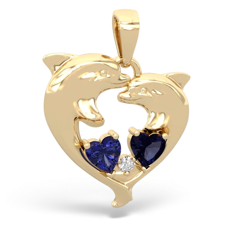 lab sapphire-sapphire dolphins pendant