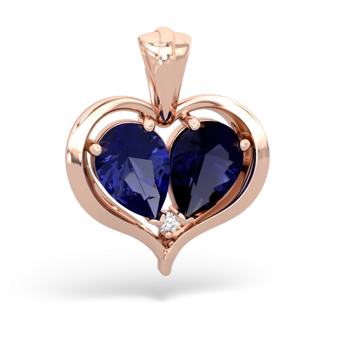 lab sapphire-sapphire half heart whole pendant