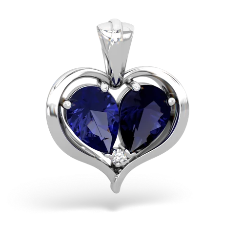 lab sapphire-sapphire half heart whole pendant