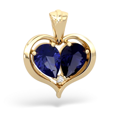 lab sapphire-sapphire half heart whole pendant