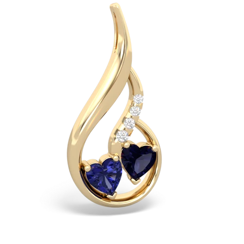 lab sapphire-sapphire keepsake swirl pendant