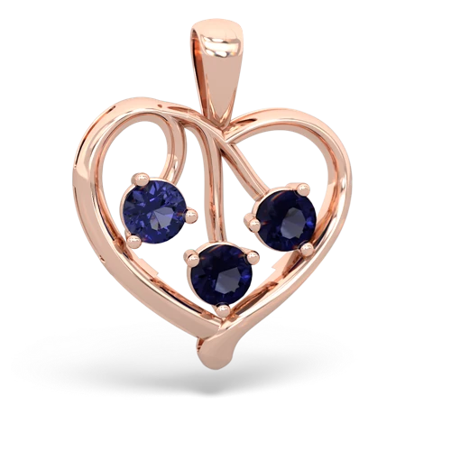 Lab Sapphire Lab Created Sapphire with Genuine Sapphire and  Glowing Heart pendant Pendant