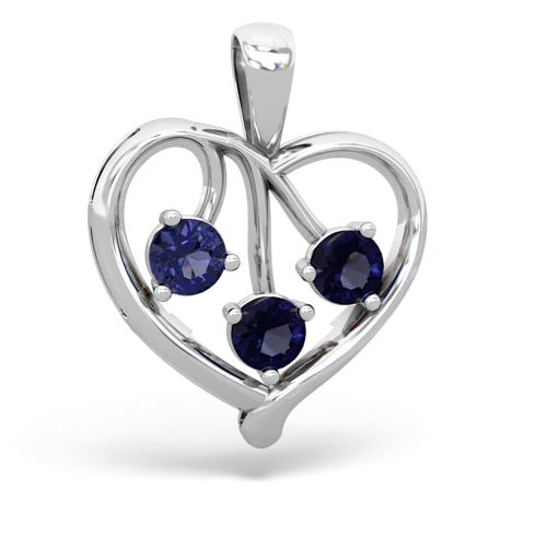 lab sapphire-sapphire love heart pendant
