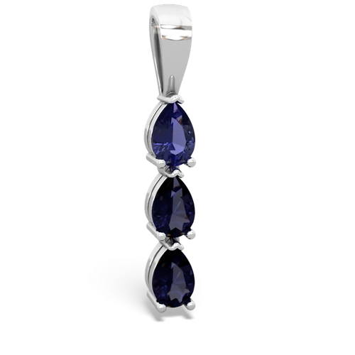 Lab Sapphire Lab Created Sapphire with Genuine Sapphire and  Three Stone pendant Pendant