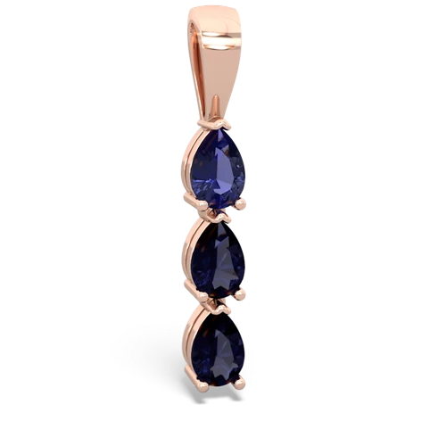 lab sapphire-sapphire three stone pendant