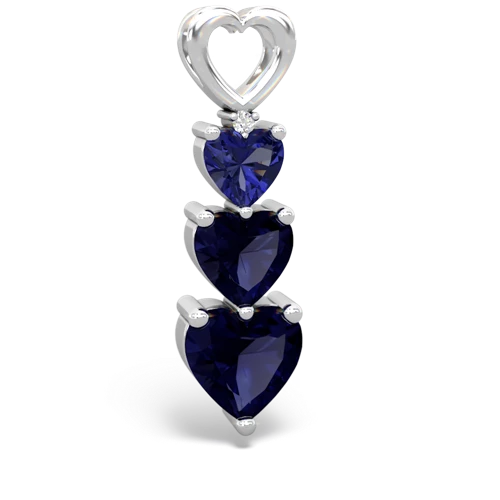 lab sapphire-sapphire three stone pendant