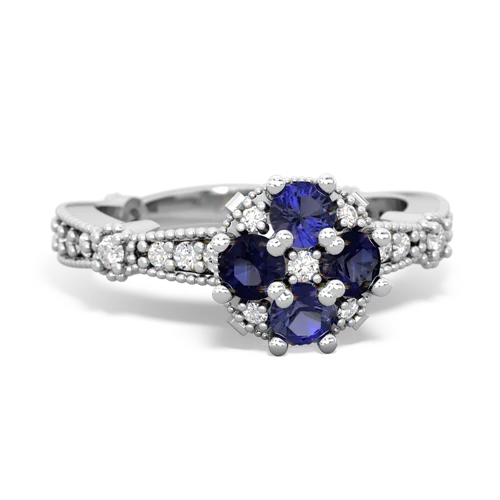 Lab Sapphire Lab Created Sapphire with Genuine Sapphire Milgrain Antique Style ring Ring
