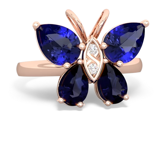 lab sapphire-sapphire butterfly ring
