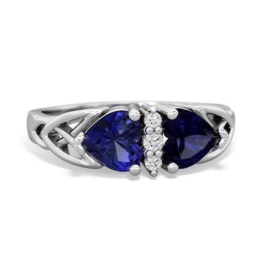 Lab Sapphire Lab Created Sapphire with Genuine Sapphire Celtic Trinity Knot ring Ring