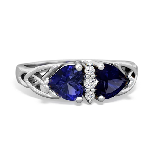 lab sapphire-sapphire celtic ring