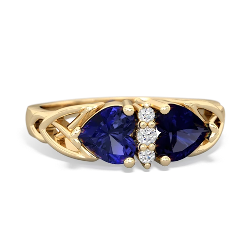 lab sapphire-sapphire celtic ring