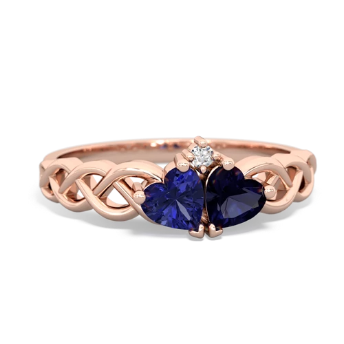 Lab Sapphire Lab Created Sapphire with Genuine Sapphire Heart to Heart Braid ring Ring