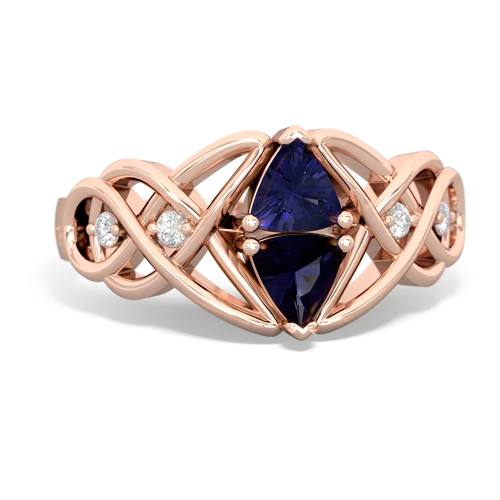 lab sapphire-sapphire celtic knot ring