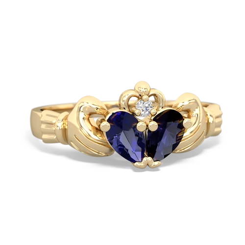 lab sapphire-sapphire claddagh ring