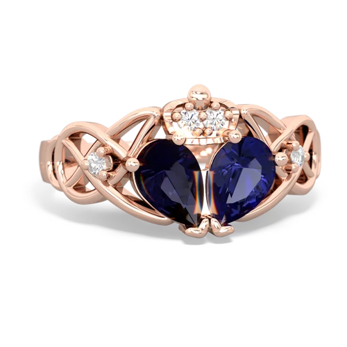 lab sapphire-sapphire claddagh ring