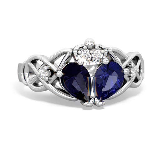 lab sapphire-sapphire claddagh ring