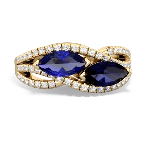 Lab Sapphire Lab Created Sapphire with Genuine Sapphire Diamond Rivers ring Ring