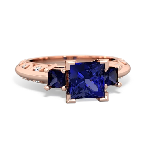 Lab Sapphire Lab Created Sapphire with Genuine Sapphire and  Art Deco ring Ring