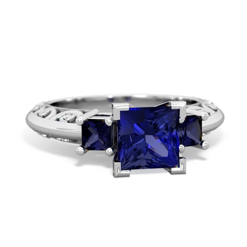 lab sapphire-sapphire engagement ring