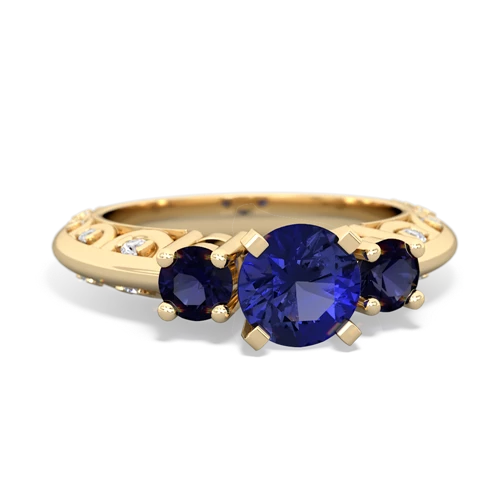 Lab Sapphire Lab Created Sapphire with Genuine Sapphire Art Deco ring Ring