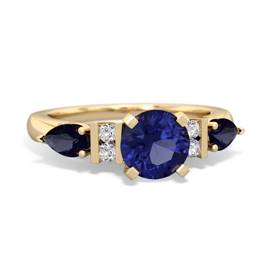Lab Sapphire Lab Created Sapphire with Genuine Sapphire and Genuine Sapphire Engagement ring Ring