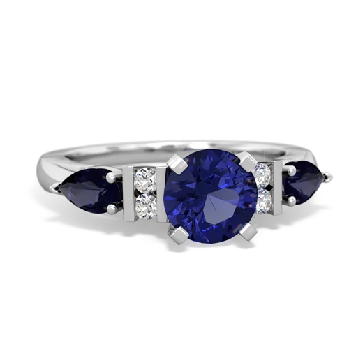 lab sapphire-sapphire engagement ring