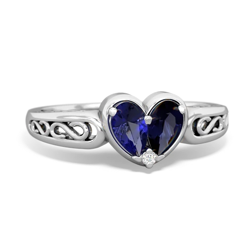 Lab Sapphire Lab Created Sapphire with Genuine Sapphire filligree Heart ring Ring