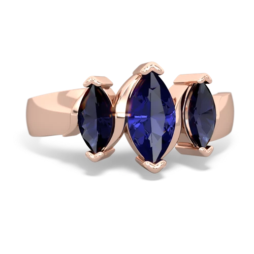 Lab Sapphire Lab Created Sapphire with Genuine Sapphire and  Three Peeks ring Ring