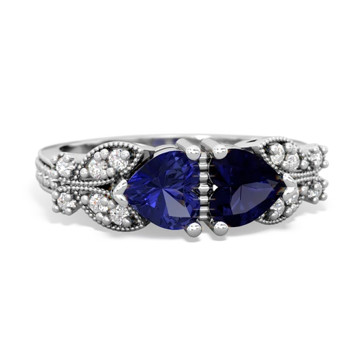Lab Sapphire Lab Created Sapphire with Genuine Sapphire Diamond Butterflies ring Ring