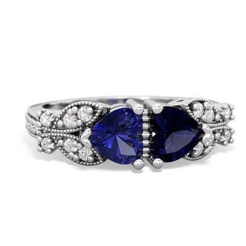 lab sapphire-sapphire keepsake butterfly ring