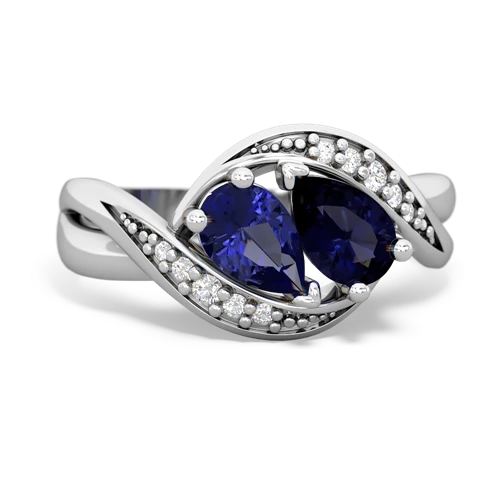 lab sapphire-sapphire keepsake curls ring