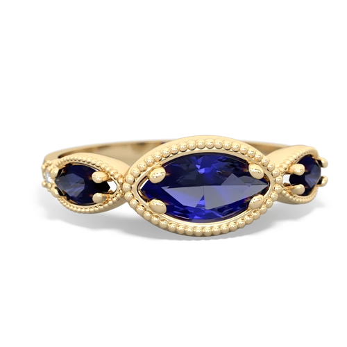 Lab Sapphire Lab Created Sapphire with Genuine Sapphire and Lab Created Sapphire Antique Style Keepsake ring Ring