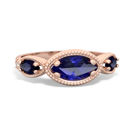 lab sapphire-sapphire milgrain marquise ring