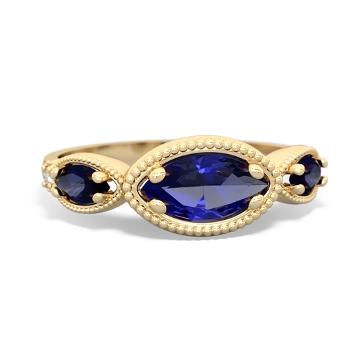 lab sapphire-sapphire milgrain marquise ring