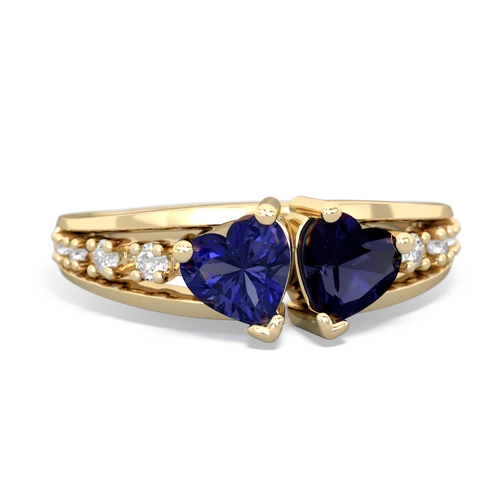 Lab Sapphire Lab Created Sapphire with Genuine Sapphire Heart to Heart ring Ring