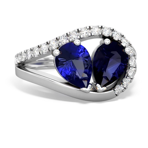 lab sapphire-sapphire pave heart ring