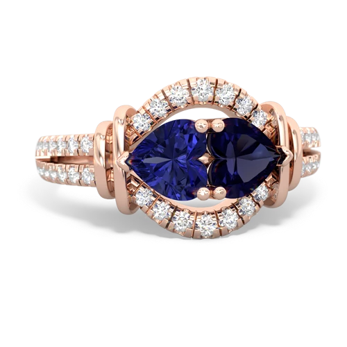 Lab Sapphire Lab Created Sapphire with Genuine Sapphire Art-Deco Keepsake ring Ring