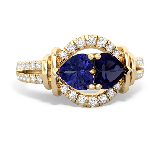 lab sapphire-sapphire pave keepsake ring