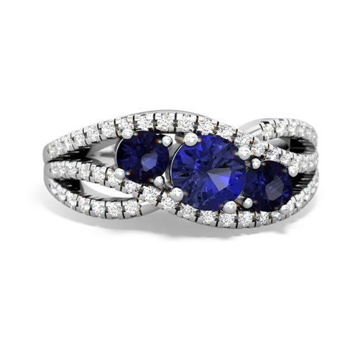 lab sapphire-sapphire three stone pave ring