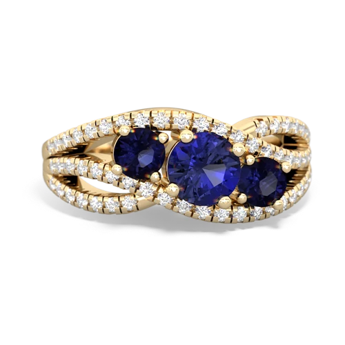 lab sapphire-sapphire three stone pave ring