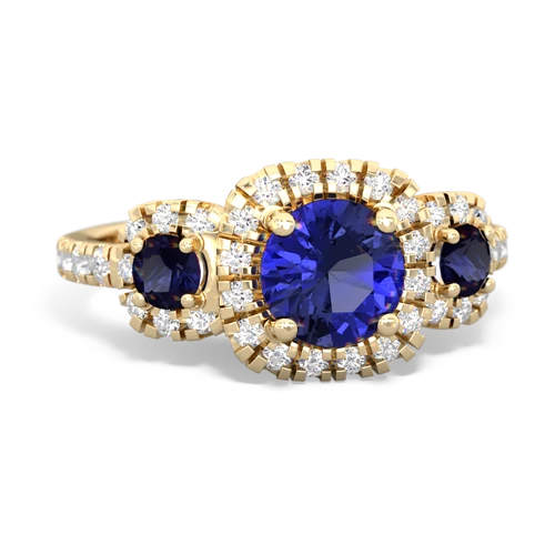 Lab Sapphire Lab Created Sapphire with Genuine Sapphire and  Regal Halo ring Ring