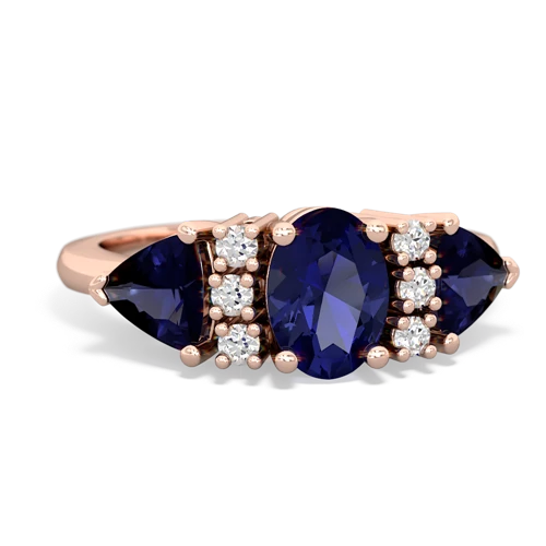 Lab Sapphire Lab Created Sapphire with Genuine Sapphire and Genuine Tanzanite Antique Style Three Stone ring Ring