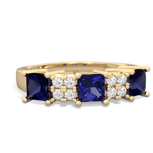 Lab Sapphire Lab Created Sapphire with Genuine Sapphire and  Three Stone ring Ring