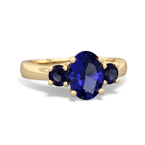 Lab Sapphire Lab Created Sapphire with Genuine Sapphire Three Stone Trellis ring Ring