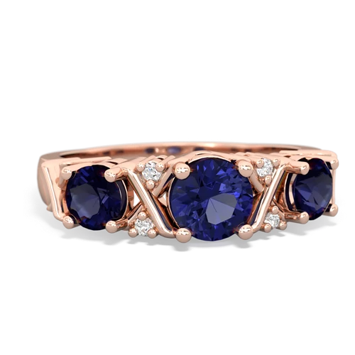 Lab Sapphire Lab Created Sapphire with Genuine Sapphire and  Hugs and Kisses ring Ring
