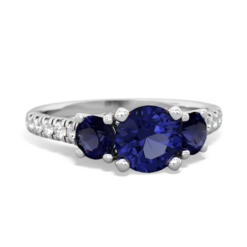 Lab Sapphire Lab Created Sapphire with Genuine Sapphire and Genuine Sapphire Pave Trellis ring Ring