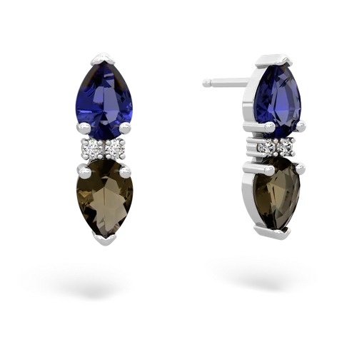 lab sapphire-smoky quartz bowtie earrings
